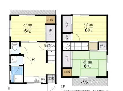 萩荘(3DK/1階)の間取り写真