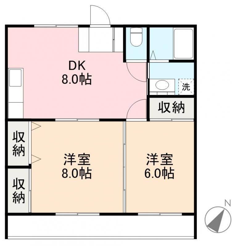 ハグネストA・B(2DK/1階)の間取り写真