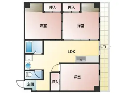 情報センターマンション(3LDK/7階)の間取り写真