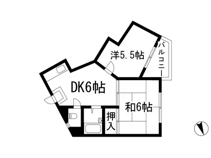 リバーサイド箕面(2DK/2階)の間取り写真