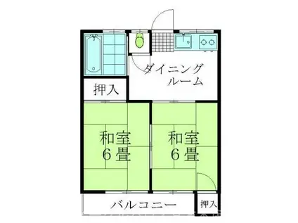矢野第2アパート(2DK/1階)の間取り写真