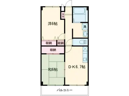 仏生山マンション(2DK/2階)の間取り写真