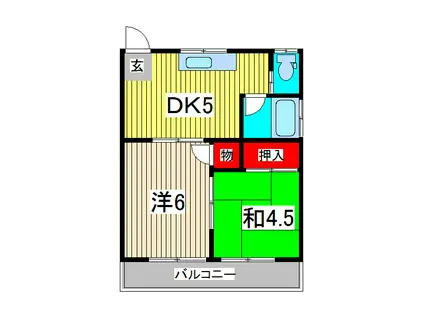 コーポ駒(2DK/2階)の間取り写真