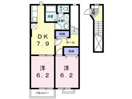 ア・ラ・モードOGURAJI(2DK/2階)の間取り写真