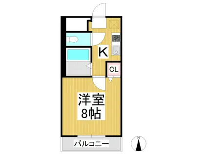 クイーンディオールマンション(1K/2階)の間取り写真