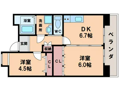 山坂団地(2DK/8階)の間取り写真