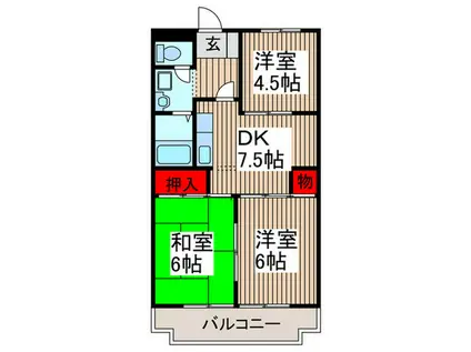 ジュネス浅間台(3DK/1階)の間取り写真