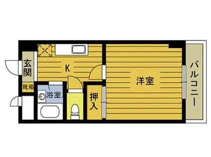 スカイコート大分(1K/6階)の間取り写真