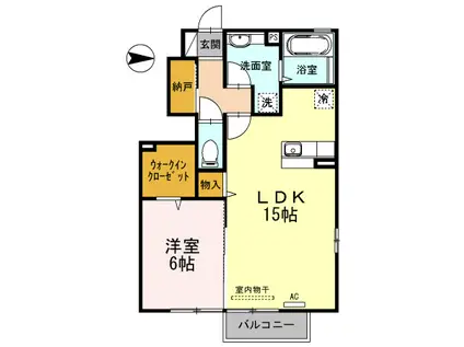 にゅうまごびれっじII(1LDK/1階)の間取り写真