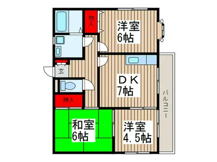 戸田ホームズ(3DK/4階)の間取り写真