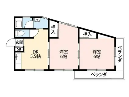 吹田朝日マンション(2DK/4階)の間取り写真