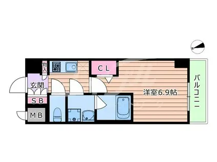 アーバス天満橋(1K/9階)の間取り写真