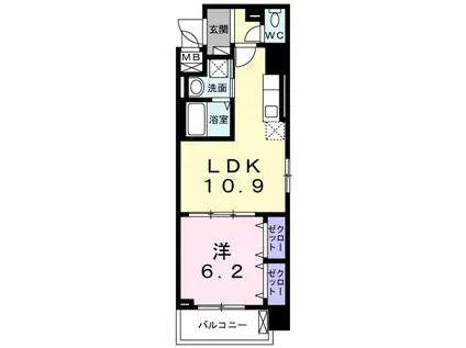 スアヴィス平塚宝町(1LDK/7階)の間取り写真