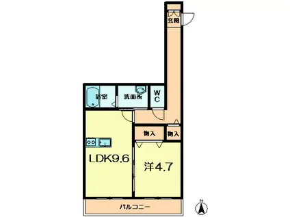 シャーメゾン富雄(1LDK/2階)の間取り写真
