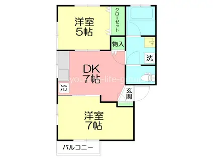 メゾンドキキ(2DK/2階)の間取り写真