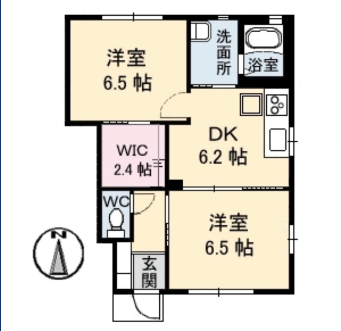 モンターニュB棟(2DK/1階)の間取り写真