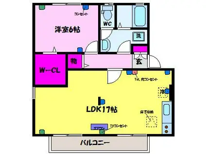 ハイカムール天正寺 B棟(1LDK/1階)の間取り写真