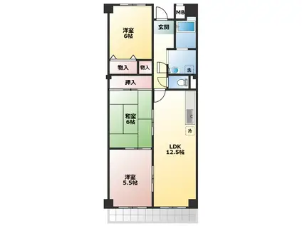 ライフアップハイツ(3LDK/2階)の間取り写真