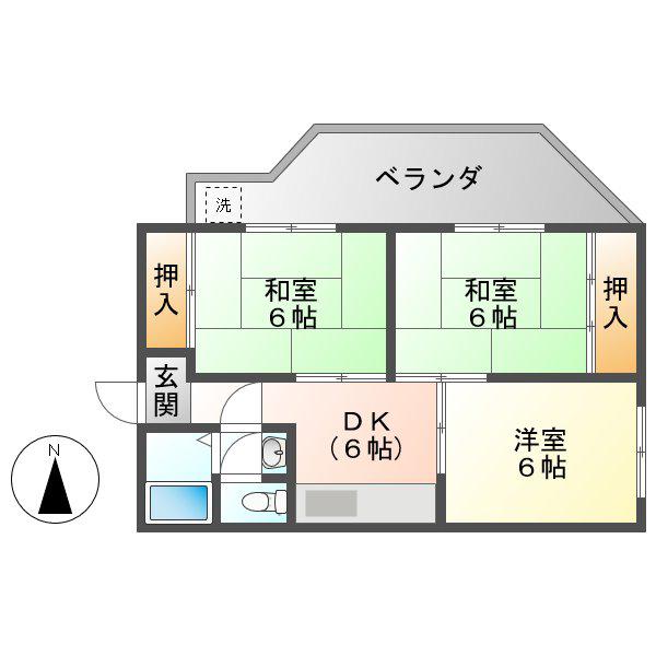 シティハイツモリー(3DK/2階)の間取り写真