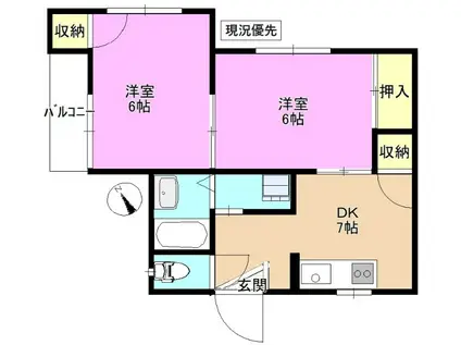 セントラルビル(2DK/2階)の間取り写真