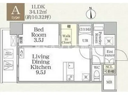 アドバンス大阪城ベレッツァ(1LDK/10階)の間取り写真