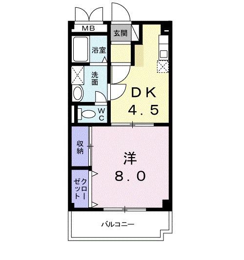 グランパス21(1DK/4階)の間取り写真