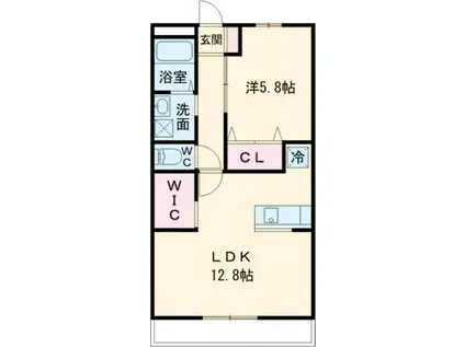 ベルヴェールI(1LDK/1階)の間取り写真