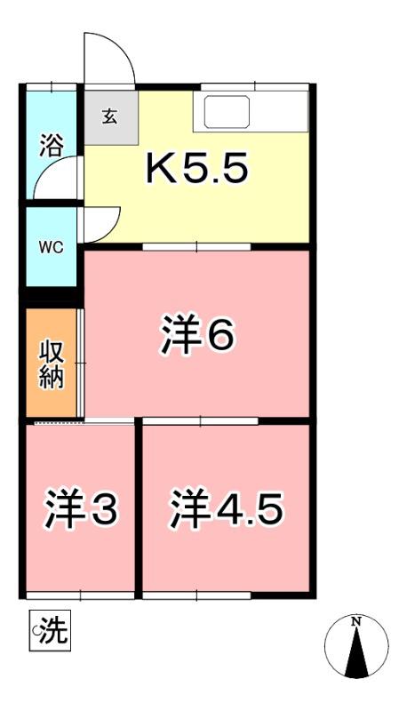 野田マンションB棟(3DK/2階)の間取り写真