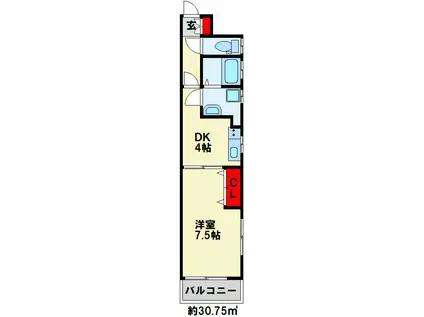 第六久藤ビル(1DK/4階)の間取り写真