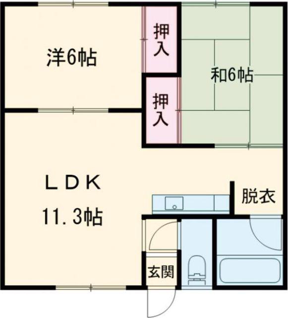 コーポサンシ 3号棟(2LDK/2階)の間取り写真