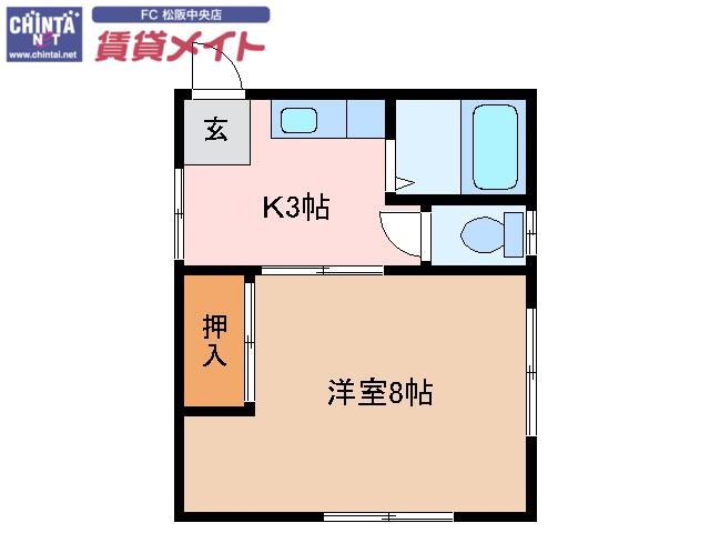 中部台パティオ(1K/1階)の間取り写真