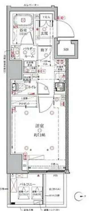 クレイシアIDZ浅草 7階階 間取り