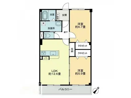 フォブール中村(2LDK/1階)の間取り写真