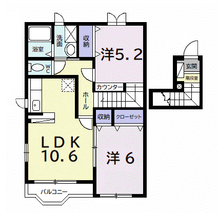 パーク ピア(2LDK/2階)の間取り写真