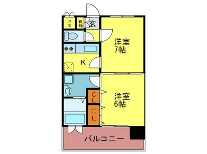 エンクレスト薬院II(2K/9階)の間取り写真