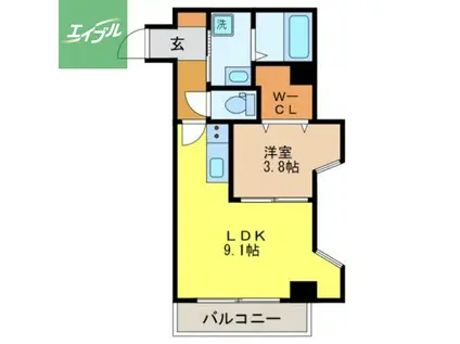 アミティ青雲通(1LDK/4階)の間取り写真
