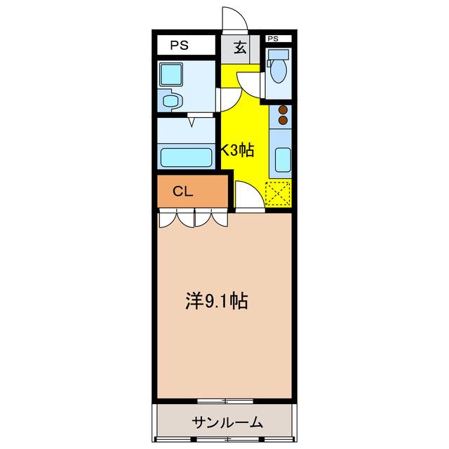 アグレストI(1K/1階)の間取り写真