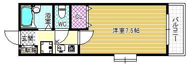 センターフィールドIII(1K/4階)の間取り写真