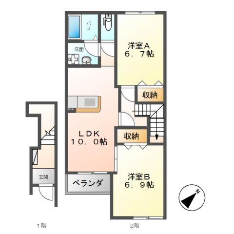 シンフォニーヒルズ(2LDK/2階)の間取り写真