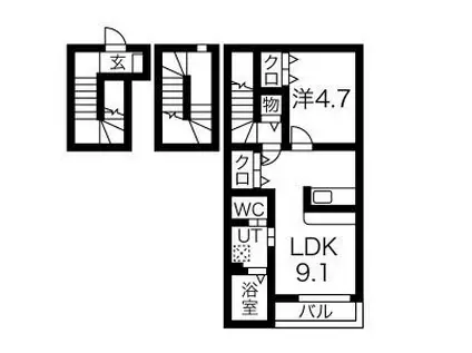 協和II(1LDK/3階)の間取り写真