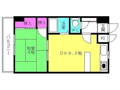 D-スクウェア加古川(1DK/3階)の間取り写真