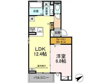 DROOM 徳行(1LDK/2階)の間取り写真