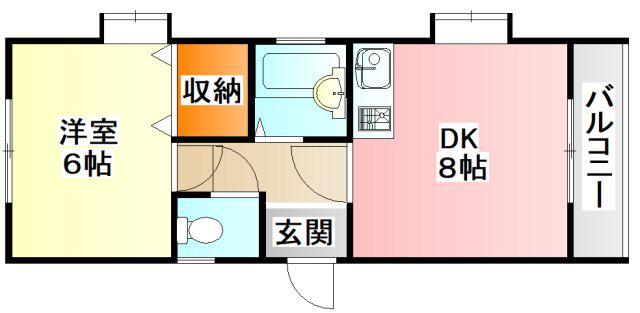 平原オークマンション(1DK/1階)の間取り写真