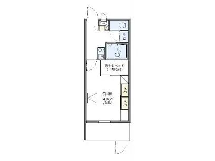 レオパレスコンフォール石橋B(1K/1階)の間取り写真