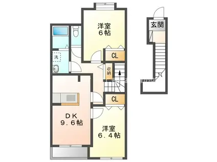 ユトリロ小鷹野2(2DK/2階)の間取り写真