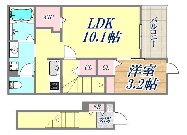 ルミエール(1LDK/2階)の間取り写真