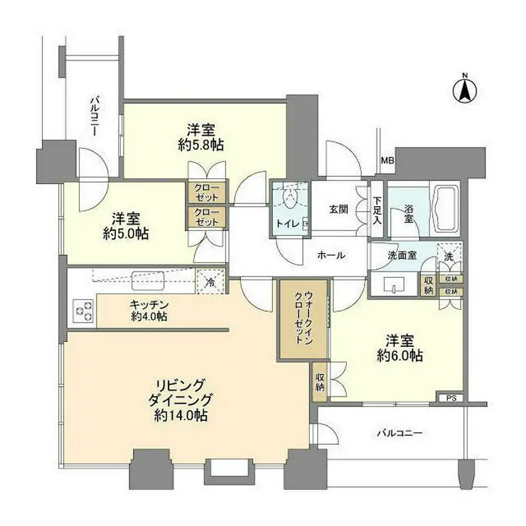 サンウッド三田パークサイドタワー 14階階 間取り