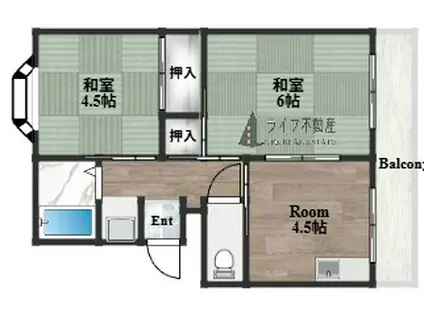 旭ハイツ(2DK/3階)の間取り写真