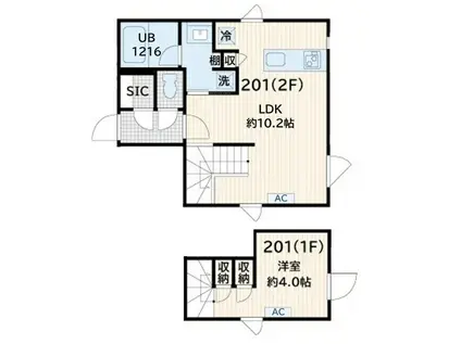 フレア奥沢(1LDK/1階)の間取り写真