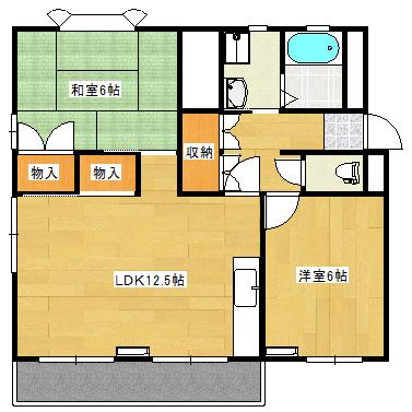 セントラル庚午第1マンション(2LDK/1階)の間取り写真